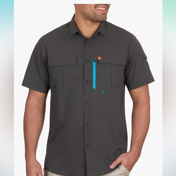 the american outdoorsman Other - Dark Gray Short Sleeve Button-Up Shirt Men’s Large